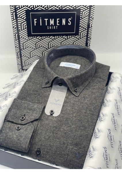 Klasik Uzun Kol Kışlık Ekoseli Oduncu Yaka Düğmeli Pamuklu Hediye Kutulu Erkek Gömlek V.filafil - Kahverengi