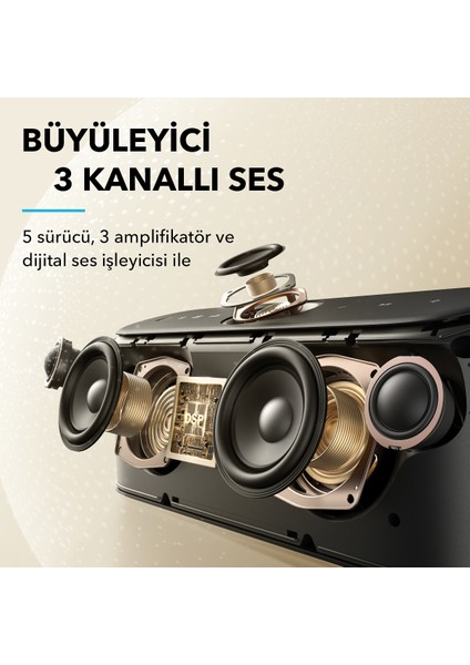 Soundcore Motion X600 Kablosuz HiFi Bluetooth Hoparlör - 50W Stereo Ses - Ay Mavisi - A3130 (Anker Türkiye Garantili)