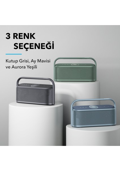 Soundcore Motion X600 Kablosuz HiFi Bluetooth Hoparlör - 50W Stereo Ses - Ay Mavisi - A3130 (Anker Türkiye Garantili)