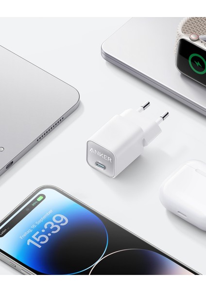 511 Nano Pro 30W USB-C Şarj Cihazı - Beyaz - A2147 (Anker Türkiye Garantili)