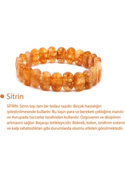 Sertifikalı Sitrin ( Taşlar) Doğaltaş Geniş Kesim Bileklik