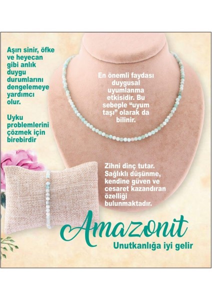 Sertifikalı Amazonit Taşı - ( Taşlar) Doğaltaş Kolye, Bileklik Takımı