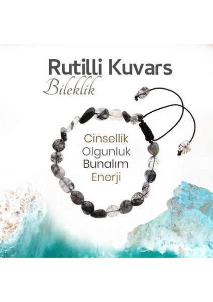Sertifikalı Rutilli Kuvars ( Taşlar) Doğaltaş Bileklik 6 Mm, B1018