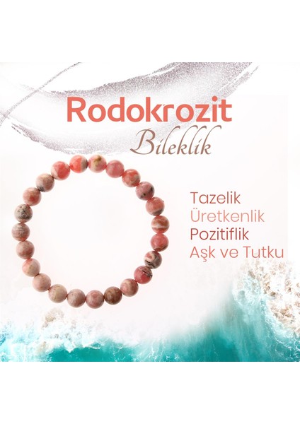 Sertifikalı Rodokrozit ( Taşlar) Doğaltaş Bileklik 8 Mm, B1000