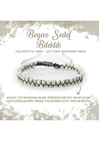 Sertifikalı Sedef Beyaz 4mm Çift Sıra Doğal Taş Bileklik