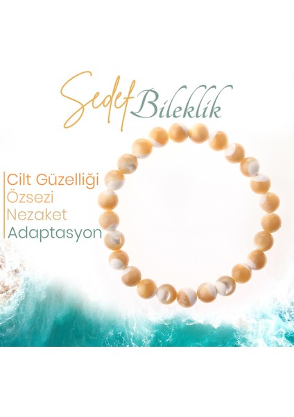 Sertifikalı Sedef ( Taşlar) Doğaltaş Bileklik 8 Mm, B1003