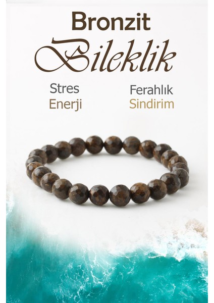Bronzit Doğaltaş Bileklik, Fasetli Bronzit Doğal Taş Kendine Güven Bileklik B1047 (8MM-18CM) fiyatları