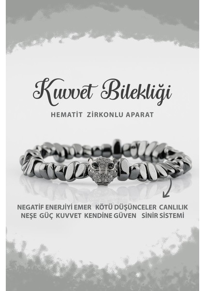 Sertifikalı Kuvvet Doğal Taş Bileklik Hematit Zirkon Aparat B004
