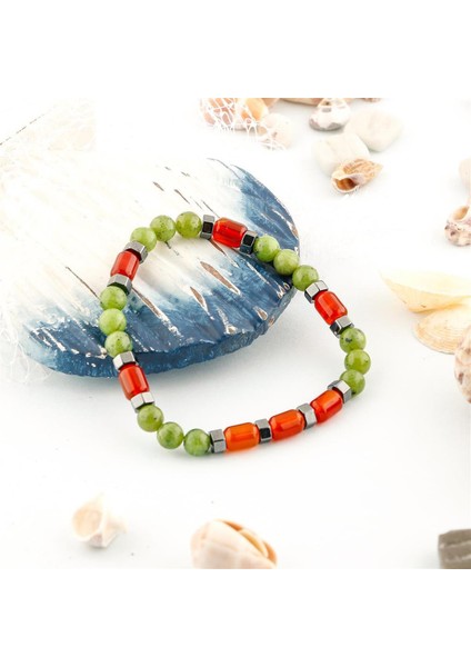 Sertifikalı Genel Sağlık Doğal Taş Bileklik Akik Yeşim Hematit 6mm B006 fiyatları