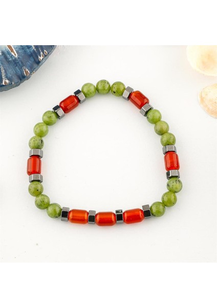 Sertifikalı Genel Sağlık Doğal Taş Bileklik Akik Yeşim Hematit 6mm B006 indirimleri