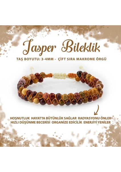 Sertifikalı Jasper 3-4mm Çift Sıra Doğal Taş Bileklik