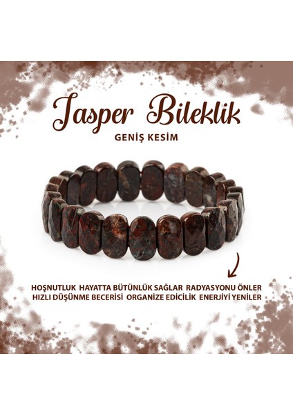 Sertifikalı Jasper Doğal Taş Geniş Kesim Bileklik
