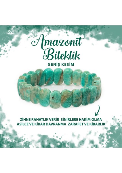 Sertifikalı Amazonit Doğal Taş Geniş Kesim Bileklik