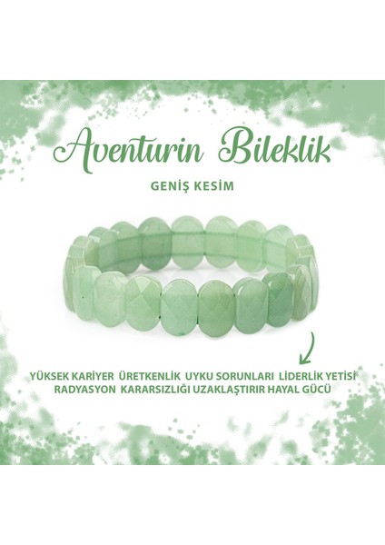 Sertifikalı Yeşil Aventurin Doğal Taş Geniş Kesim Bileklik