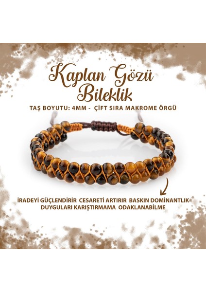 Sertifikalı Kaplan Gözü 4mm Çift Sıra Doğal Taş Bileklik