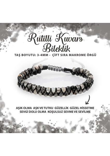 Sertifikalı Rutilli Kuvars 3-4mm Çift Sıra Doğal Taş Bileklik