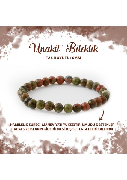 Sertifikalı Unakit 6mm Doğal Taş Bileklik