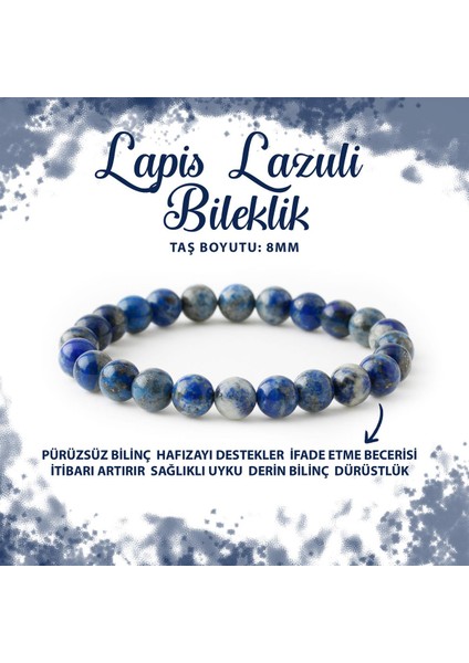 Sertifikalı Lapis Lazuli 8mm Doğal Taş Bileklik
