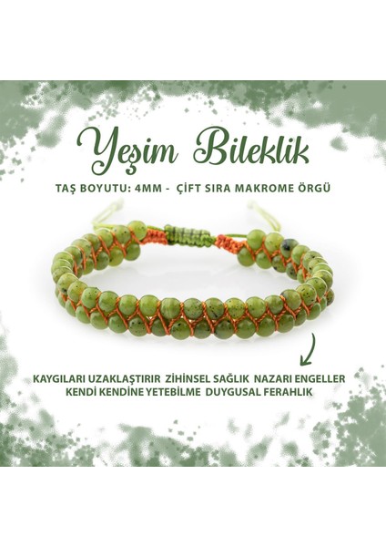 Sertifikalı Yeşim 4mm Çift Sıra Doğal Taş Bileklik