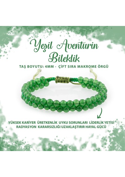 Sertifikalı Aventurin 4mm Çift Sıra Doğal Taş Bileklik