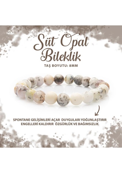 Sertifikalı Süt Opal 8mm Doğal Taş Bileklik
