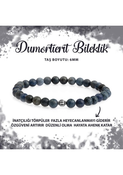 Sertifikalı Dumortierit 6mm Doğal Taş Bileklik
