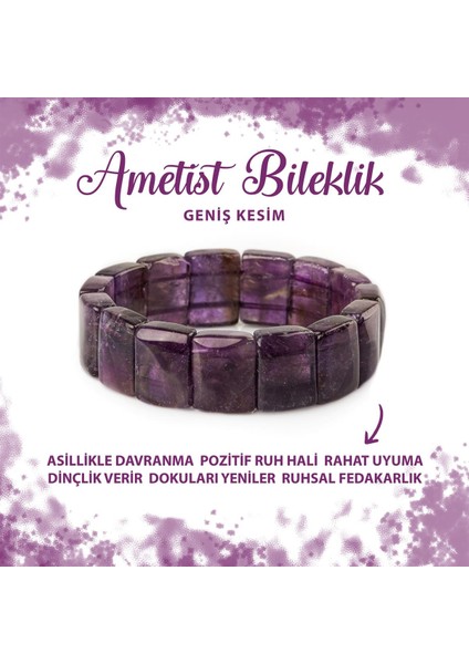 Sertifikalı Ametist Doğal Taş Balık Sırtı Geniş Kesim Bileklik