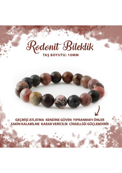Sertifikalı Rodonit 10MM Doğal Taş Bileklik