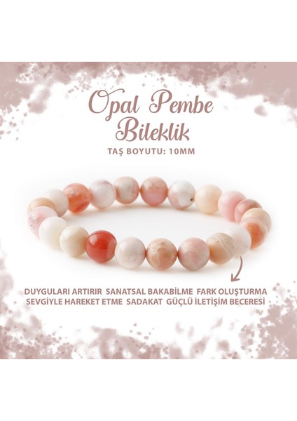 Sertifikalı Opal Pembe 10MM Doğal Taş Bileklik