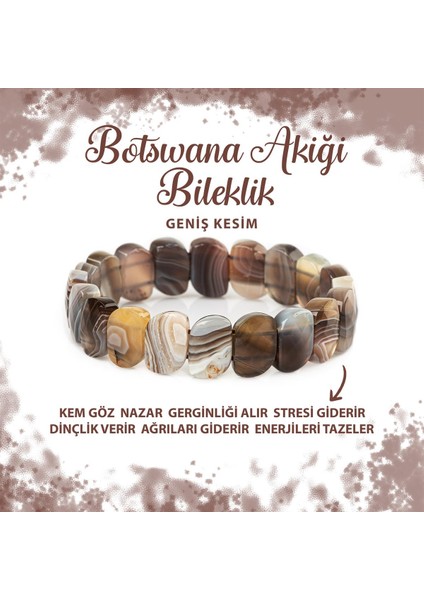 Sertifikalı Botswana Akiği Doğal Taş Özel Kesim Geniş Kesim Bileklik