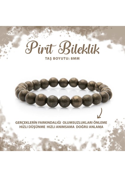Sertifikalı Pirit 8mm Doğal Taş Bileklik