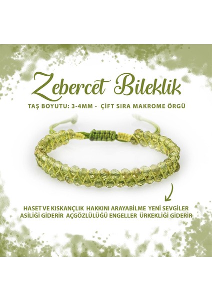 Sertifikalı Zebercet Peridot 3-4mm Çift Sıra Doğal Taş Bileklik