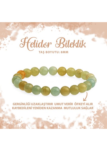 Sertifikalı Helidor 8mm Doğal Taş Bileklik