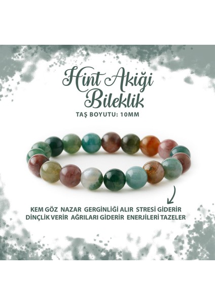 Sertifikalı Hint Akiği 10MM Doğal Taş Bileklik