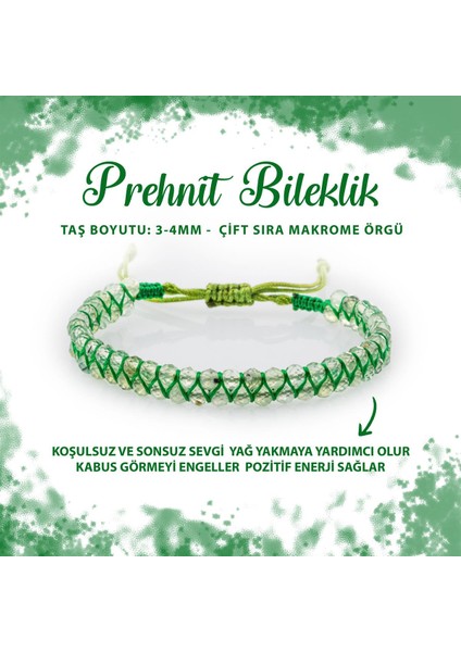 Sertifikalı Prehnit 3-4mm Çift Sıra Doğal Taş Bileklik