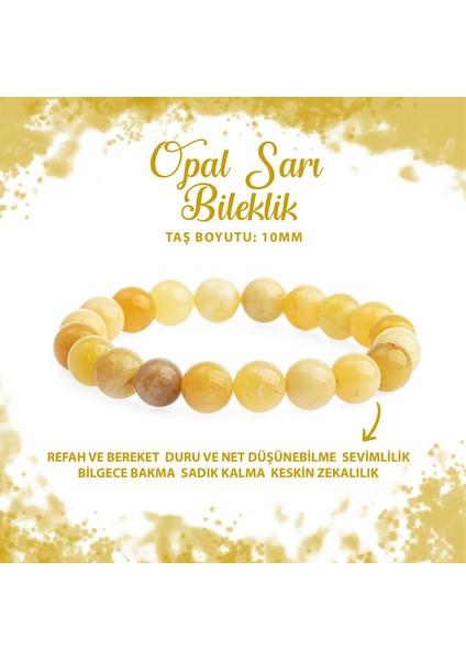 Sertifikalı Opal Sarı 10MM Doğal Taş Bileklik