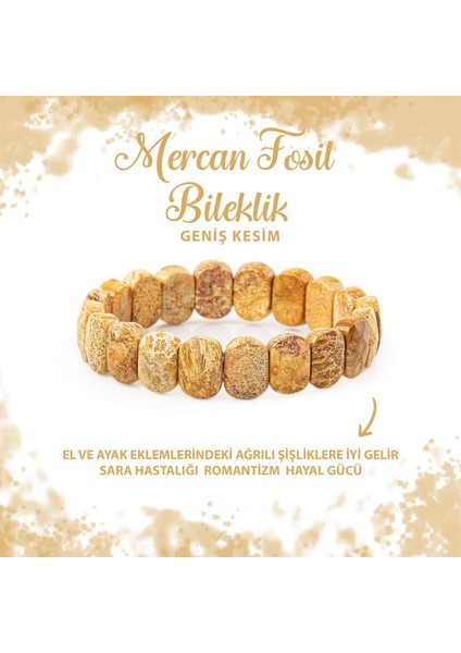 Sertifikalı Fosil Mercan Doğal Taş Geniş Kesim Bileklik