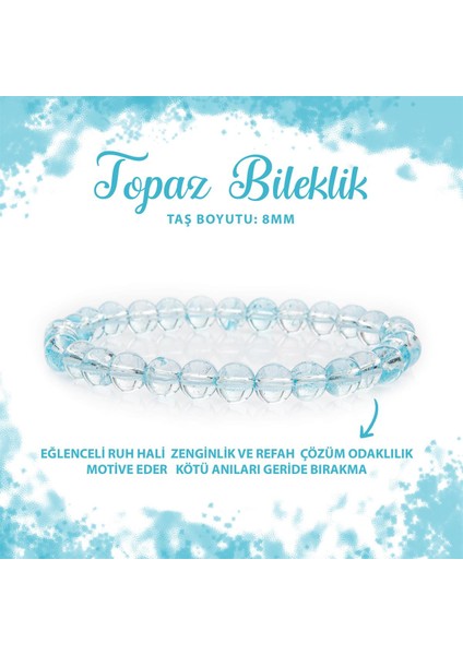 Sertifikalı Topaz 8mm Doğal Taş Bileklik