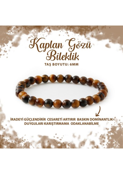 Sertifikalı Kaplan Gözü 6mm Doğal Taş Bileklik