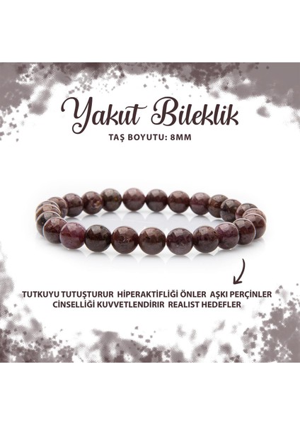 Sertifikalı Yakut 8mm Doğal Taş Bileklik