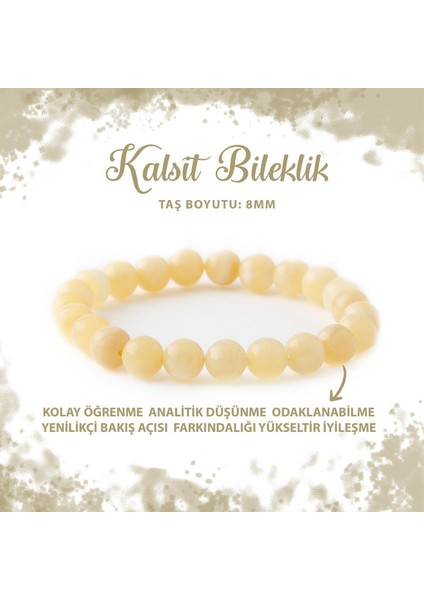 Sertifikalı Kalsit 8mm Doğal Taş Bileklik