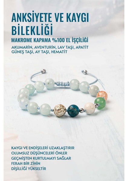 Sertifikalı Anksiyete ve Kaygı Bilekliği Makrome Kapama Bileklik