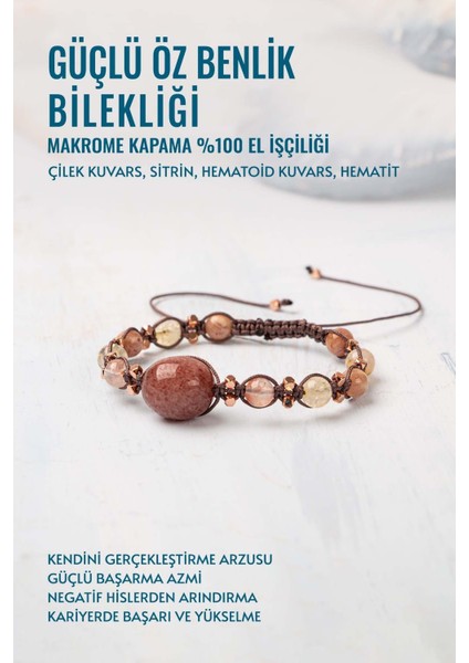 Sertifikalı Güçlü Özbenlik Bilekliği Makrome Kapama El Yapımı