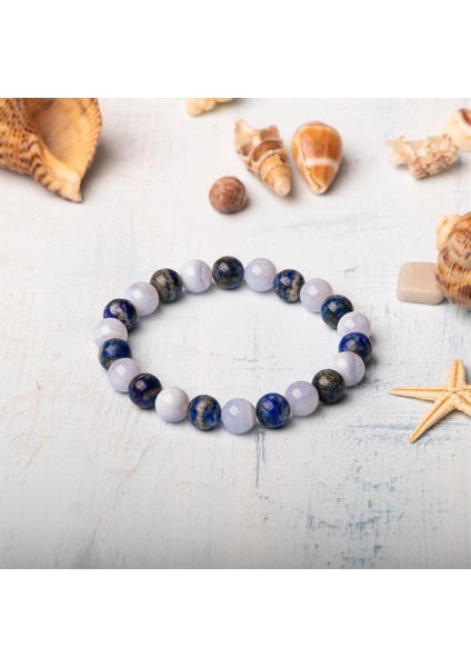 Sertifikalı Lapis Lazuli & Kalsedon Doğal Taşlı Bileklik modelleri