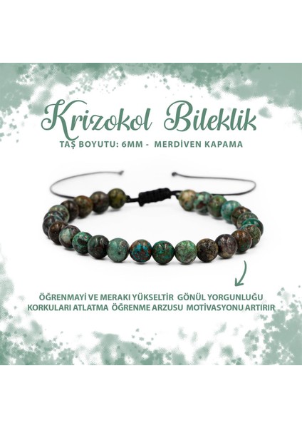 Sertifikalı Krizokol 6mm Merdiven Kapama Doğal Taş Bileklik