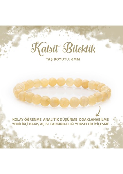 Sertifikalı Kalsit 6mm Doğal Taş Bileklik