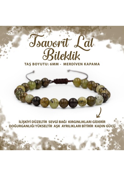 Sertifikalı Tsavorit Lal 6mm Merdiven Kapama Doğal Taş Bileklik