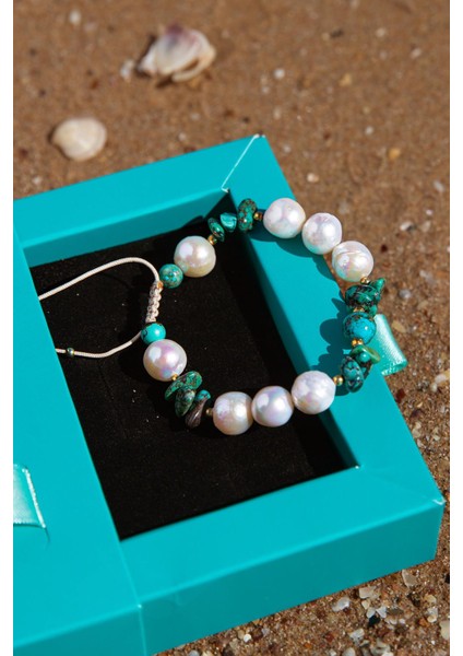 Sertifikalı Doğal Taşlı Iyi Şans Bilekliği, Afrika Turkuazı, Inci, Hematit fiyatları