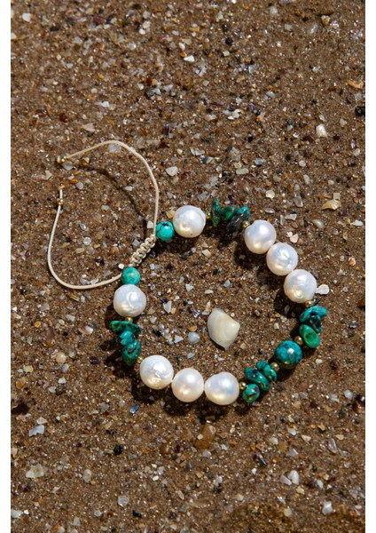 Sertifikalı Doğal Taşlı Iyi Şans Bilekliği, Afrika Turkuazı, Inci, Hematit modelleri