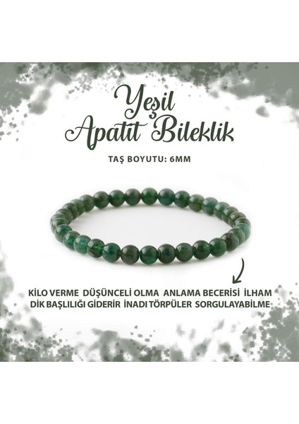 Sertifikalı Yeşil Apatit 6mm Doğal Taş Bileklik
